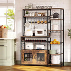 Kitchen Bakers Rack with Power Outlets and Storage Cabinet