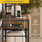 Kitchen Bakers Rack with Power Outlets and Storage Cabinet