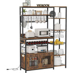 Kitchen Bakers Rack with Power Outlets and Storage Cabinet