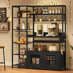 Kitchen Bakers Rack with Power Outlets and Storage Cabinet