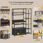 Kitchen Bakers Rack with Power Outlets and Storage Cabinet