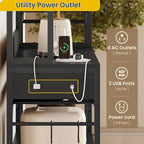 Kitchen Bakers Rack with Power Outlets and Storage Cabinet