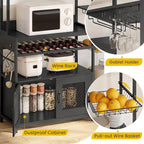 Kitchen Bakers Rack with Power Outlets and Storage Cabinet