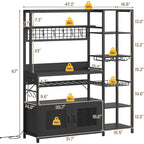 Kitchen Bakers Rack with Power Outlets and Storage Cabinet