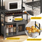 Kitchen Bakers Rack with Power Outlets and Storage Cabinet