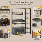 Kitchen Bakers Rack with Power Outlets and Storage Cabinet