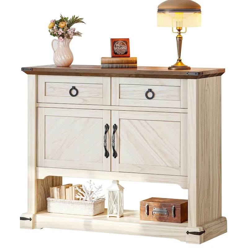Console Table with 2 Drawers and Cabinet Storage