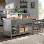 Isola da cucina allungabile bicolore con 3 cassetti