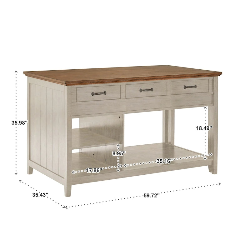 Isola da cucina allungabile bicolore con 3 cassetti