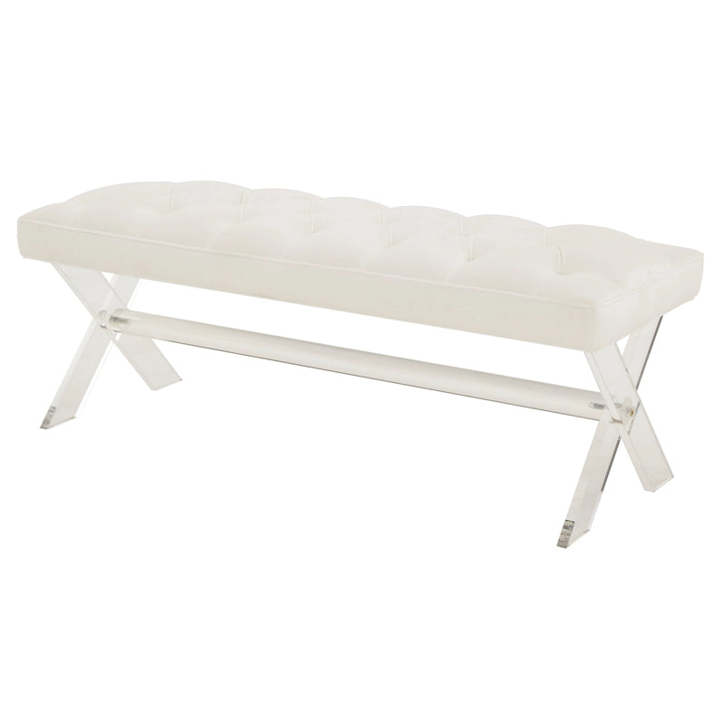 Tufted Velvet Bench with Acrylic Legs - 48 x 18 x 18 in