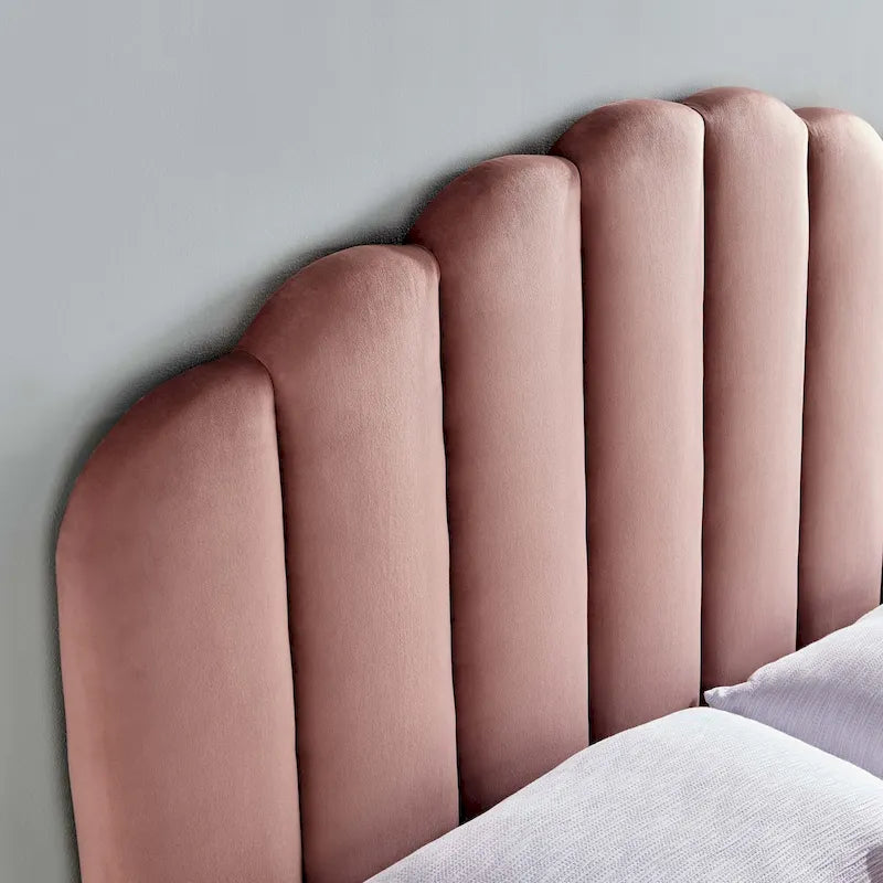 Gepolstertes Samtkopfteil für Einzelbett mit vertikaler Knopfheftung