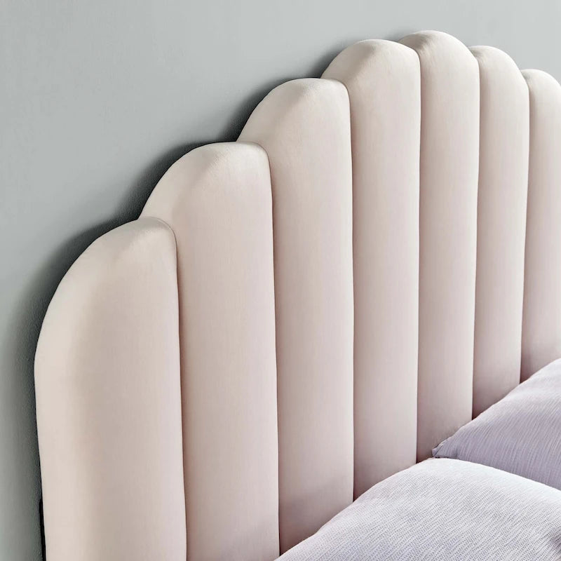 Gepolstertes Samtkopfteil für Einzelbett mit vertikaler Knopfheftung