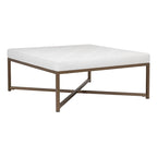 Gepolsterter Ottoman aus gebundenem Leder mit Metallrahmen