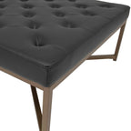 Gepolsterter Ottoman aus gebundenem Leder mit Metallrahmen