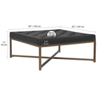 Gepolsterter Ottoman aus gebundenem Leder mit Metallrahmen