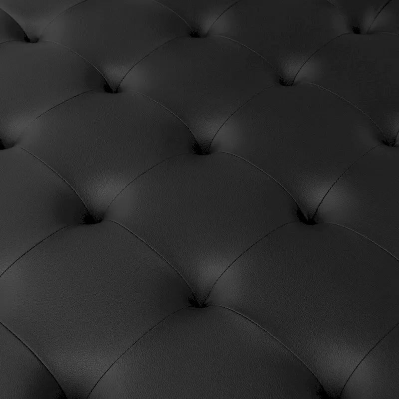 Gepolsterter Ottoman aus gebundenem Leder mit Metallrahmen