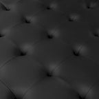 Gepolsterter Ottoman aus gebundenem Leder mit Metallrahmen