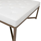 Gepolsterter Ottoman aus gebundenem Leder mit Metallrahmen