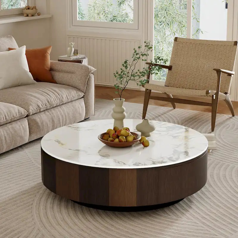 Round Coffee Table with Drawer