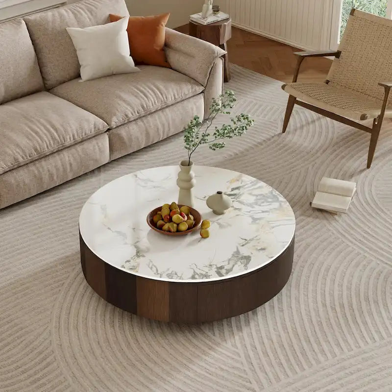 Round Coffee Table with Drawer
