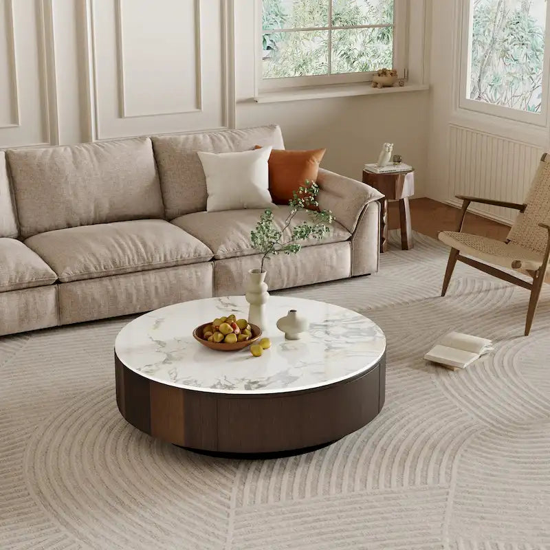 Round Coffee Table with Drawer
