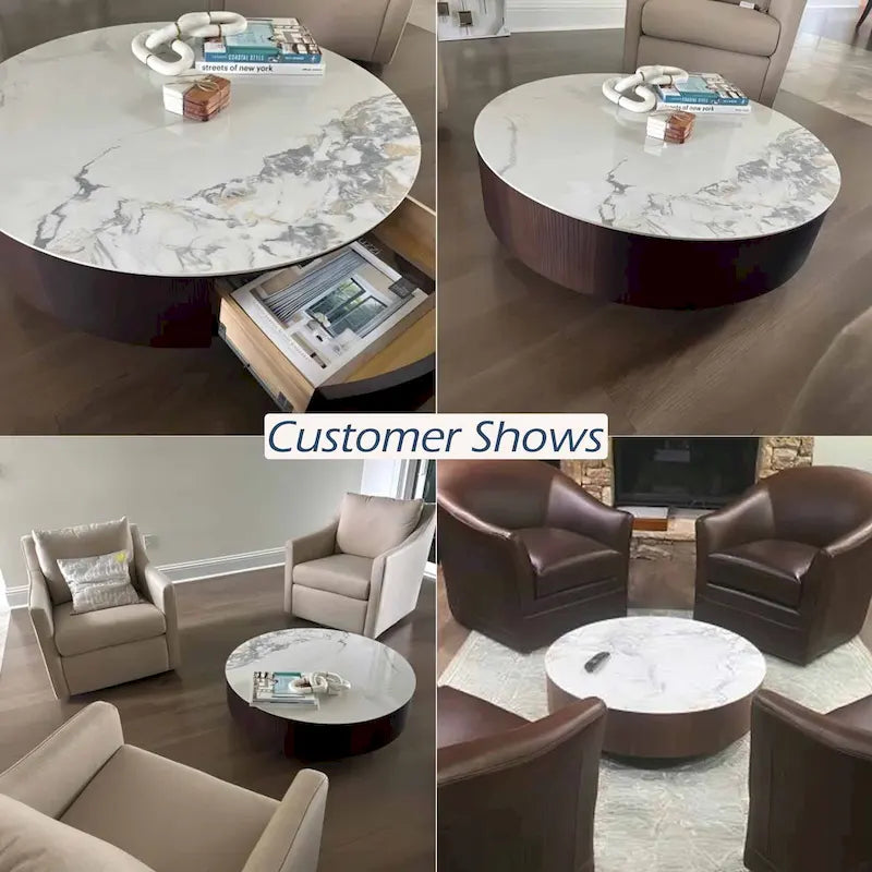 Round Coffee Table with Drawer