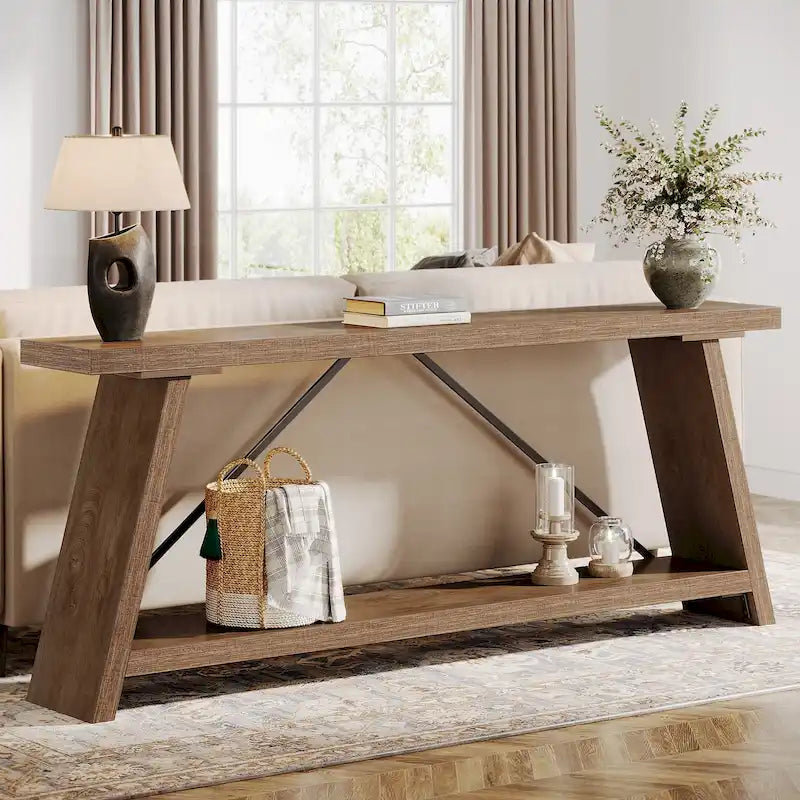 70.9-Inch Console Table with Lower Storage Shelf