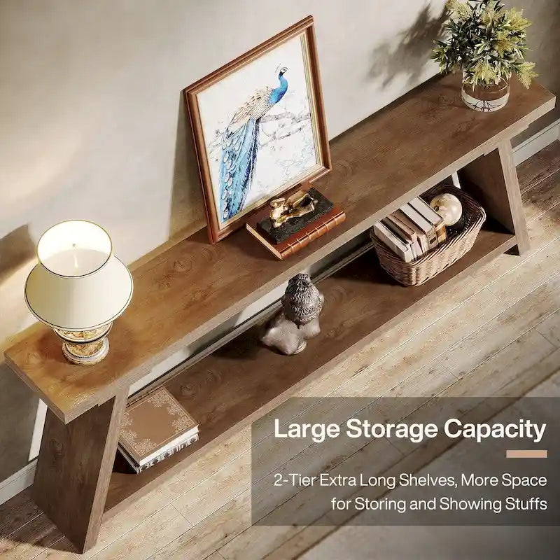 Table console de 70,9 pouces avec étagère de rangement inférieure
