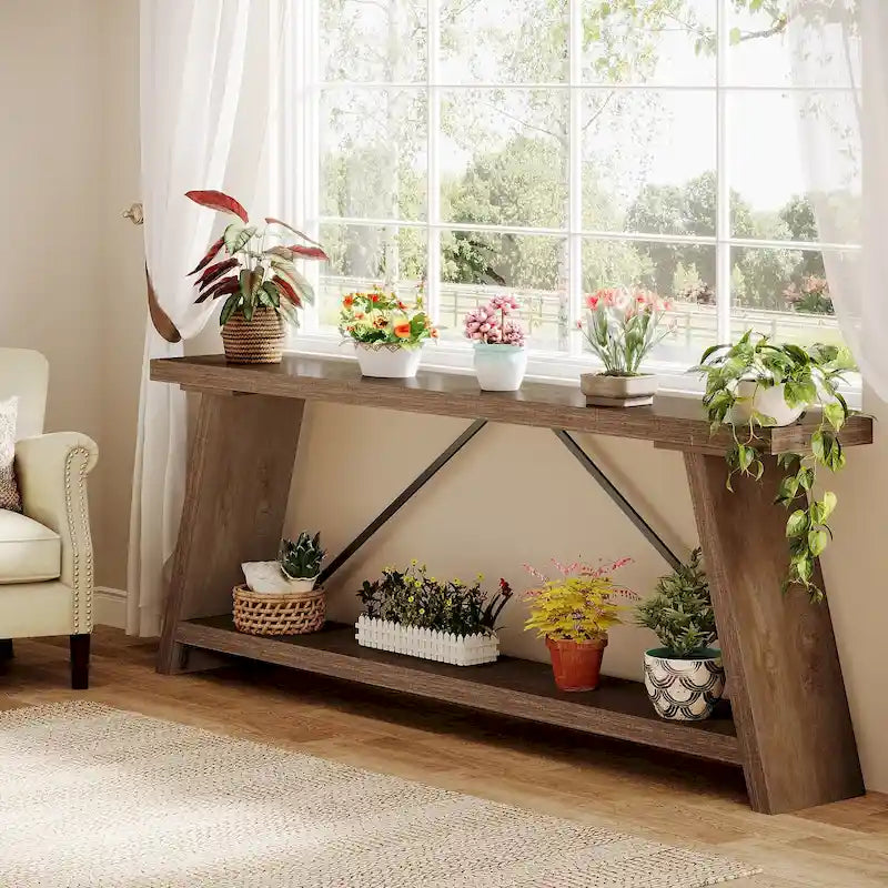 Table console de 70,9 pouces avec étagère de rangement inférieure