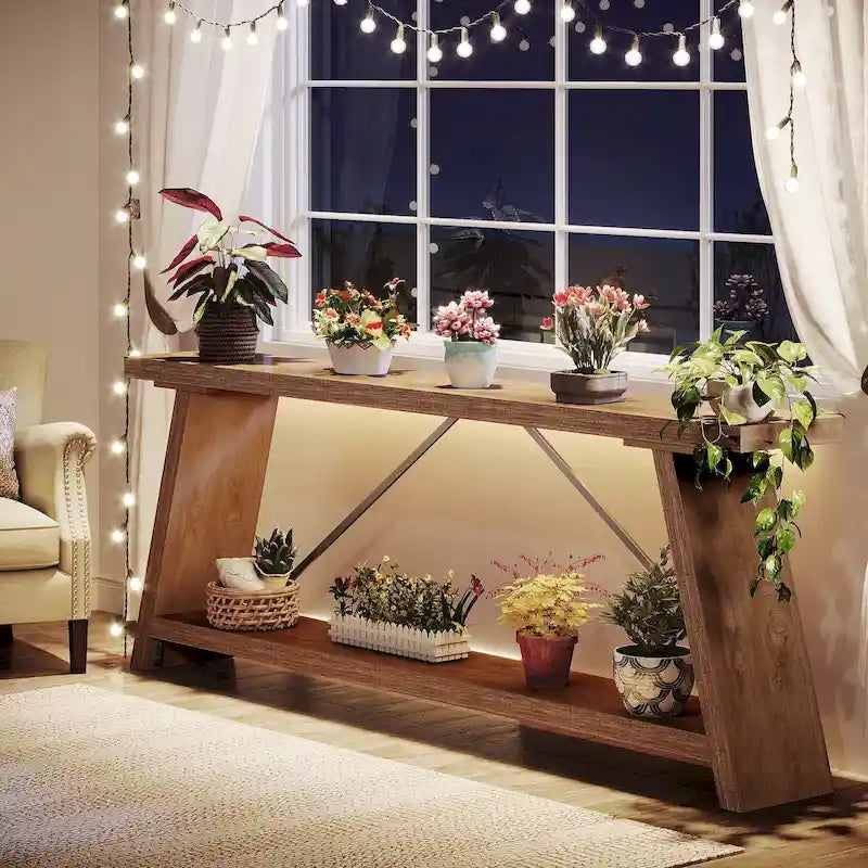Table console de 70,9 pouces avec étagère de rangement inférieure