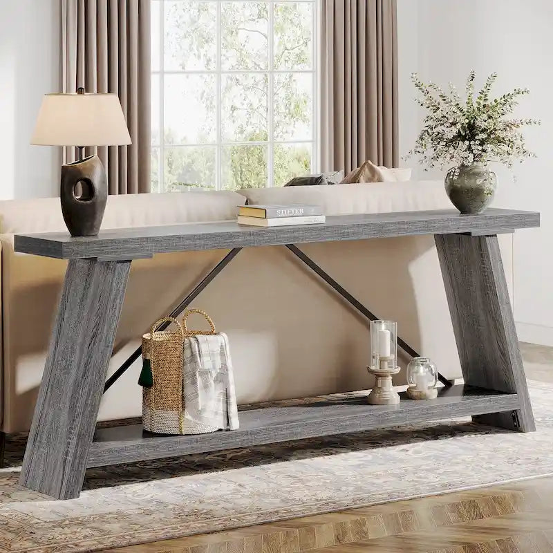 Table console de 70,9 pouces avec étagère de rangement inférieure