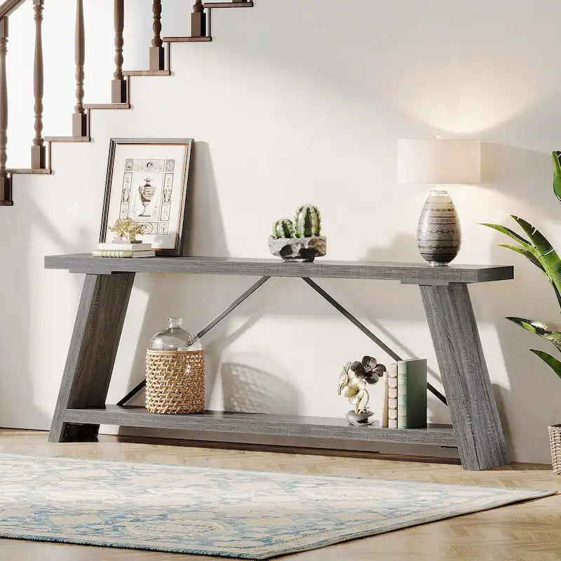 Table console de 70,9 pouces avec étagère de rangement inférieure