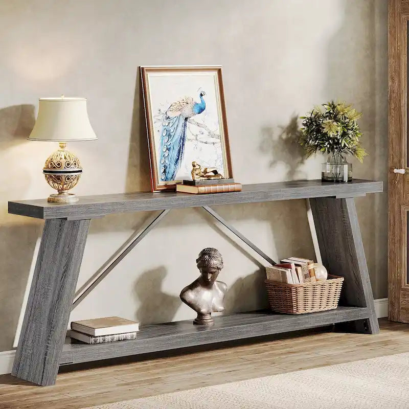 Table console de 70,9 pouces avec étagère de rangement inférieure