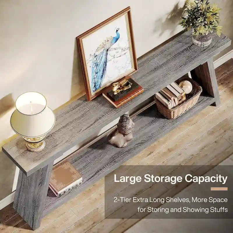 Table console de 70,9 pouces avec étagère de rangement inférieure