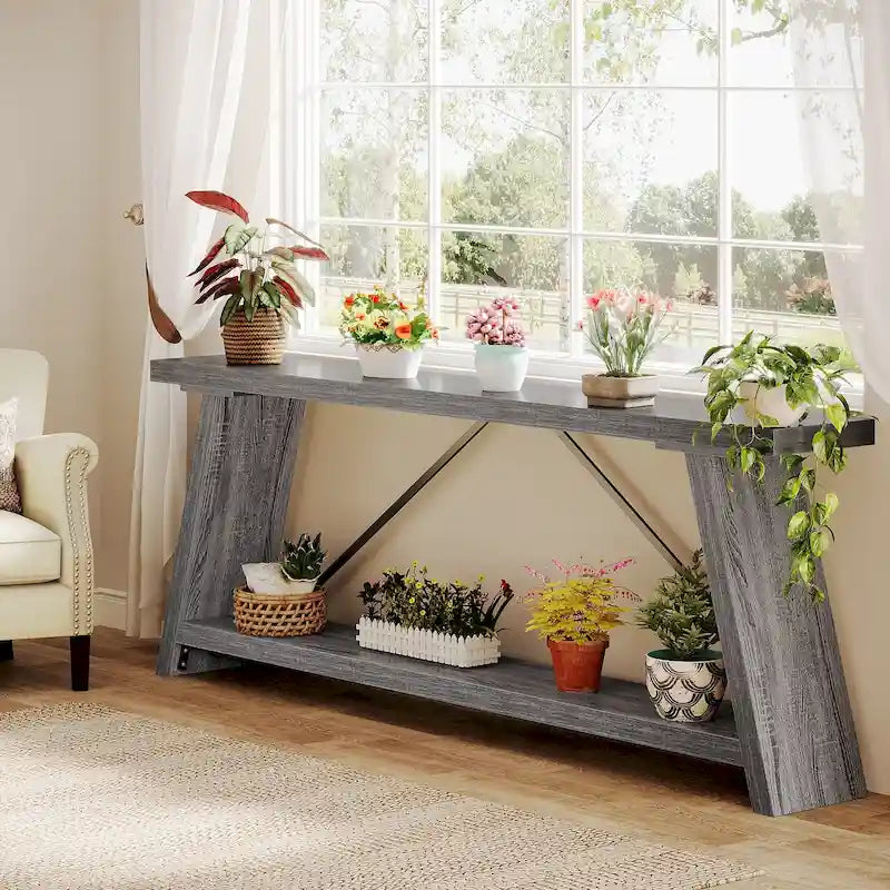 Table console de 70,9 pouces avec étagère de rangement inférieure