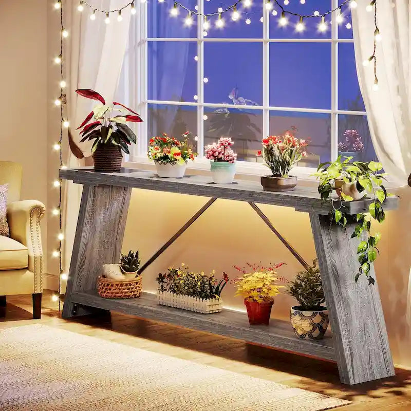 Table console de 70,9 pouces avec étagère de rangement inférieure