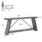 Table console de 70,9 pouces avec étagère de rangement inférieure