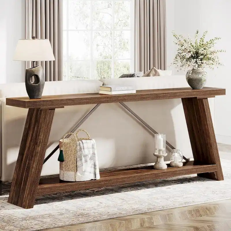 Table console de 70,9 pouces avec étagère de rangement inférieure