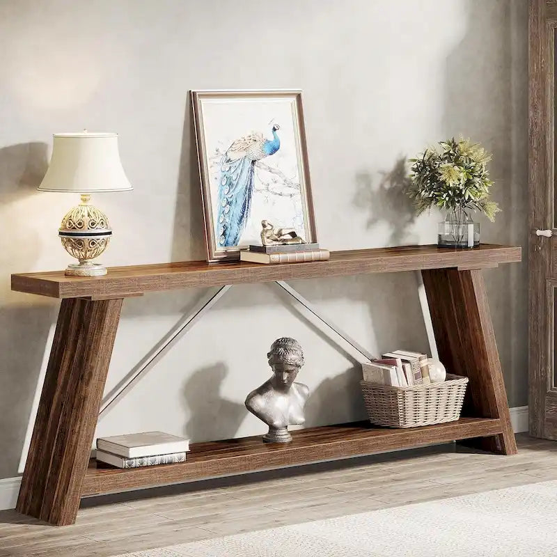 Table console de 70,9 pouces avec étagère de rangement inférieure