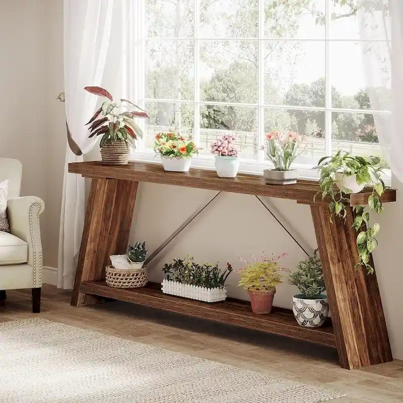 Table console de 70,9 pouces avec étagère de rangement inférieure