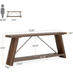 Table console de 70,9 pouces avec étagère de rangement inférieure