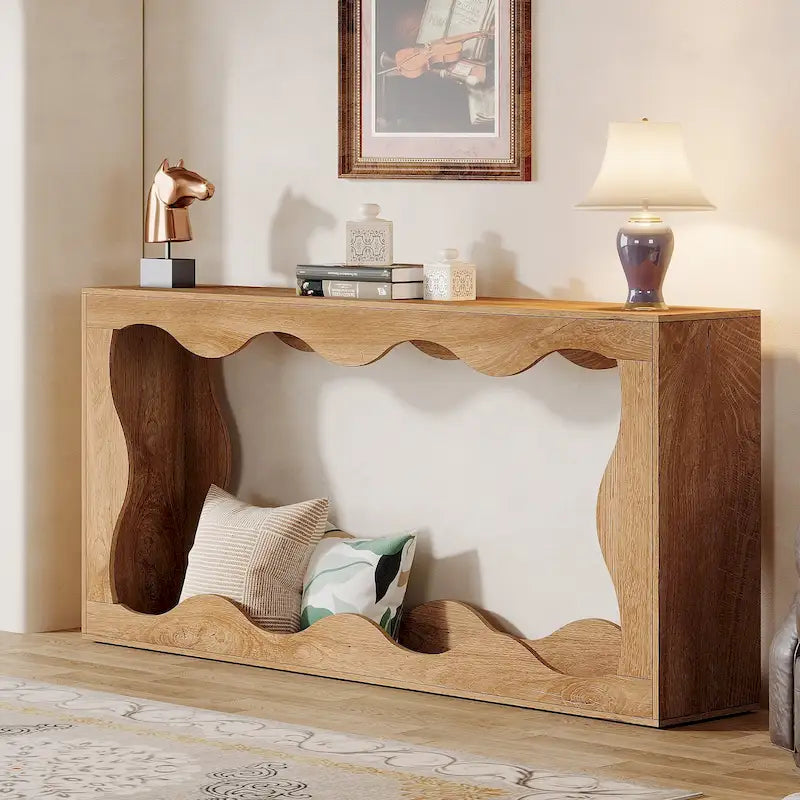 63-Inch Two-Tier Engineered Wood Console Table