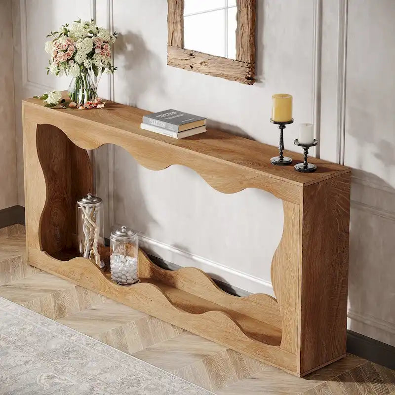 63-Inch Two-Tier Engineered Wood Console Table