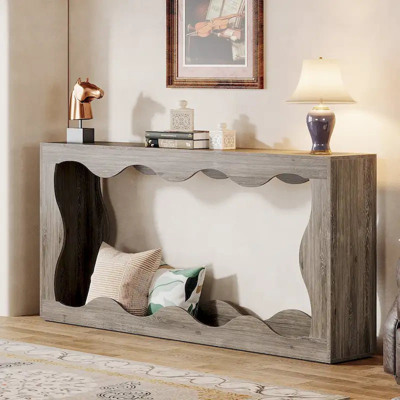 63-Inch Two-Tier Engineered Wood Console Table