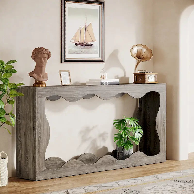 63-Inch Two-Tier Engineered Wood Console Table
