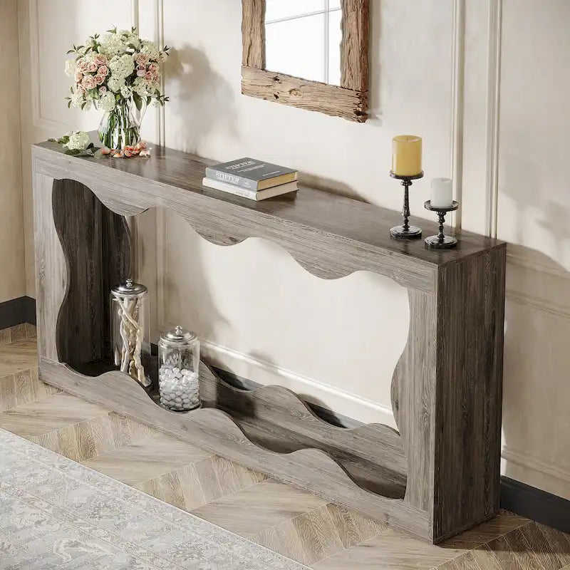 63-Inch Two-Tier Engineered Wood Console Table