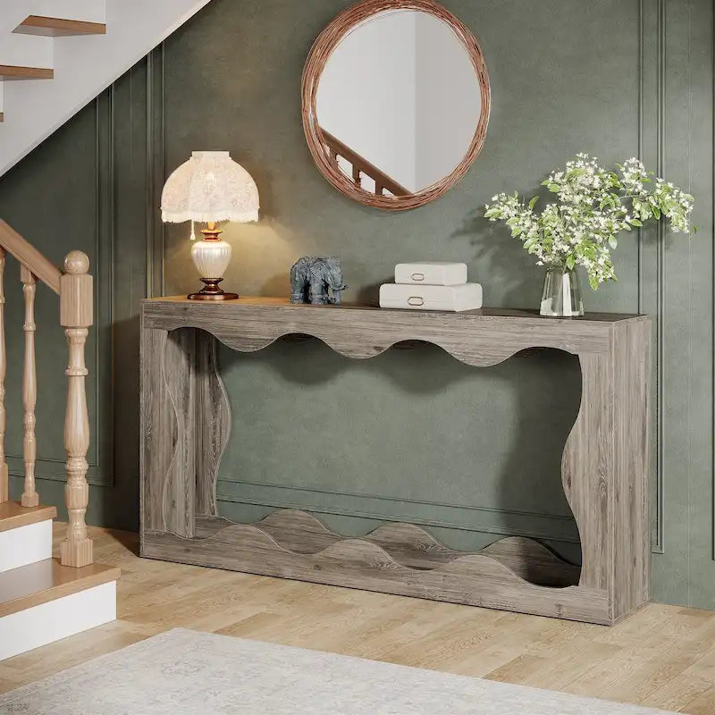 63-Inch Two-Tier Engineered Wood Console Table