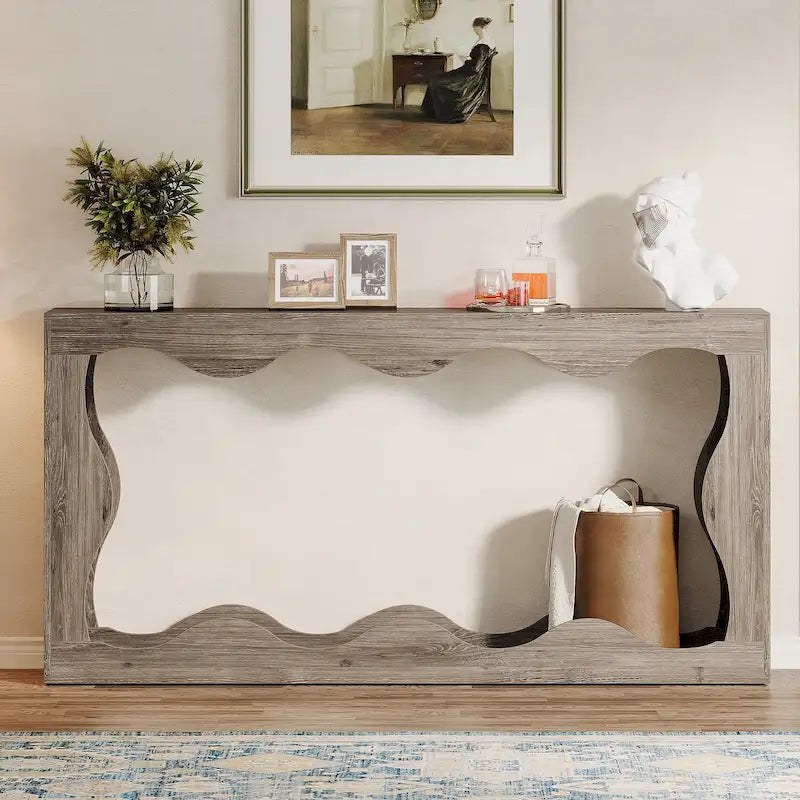 63-Inch Two-Tier Engineered Wood Console Table