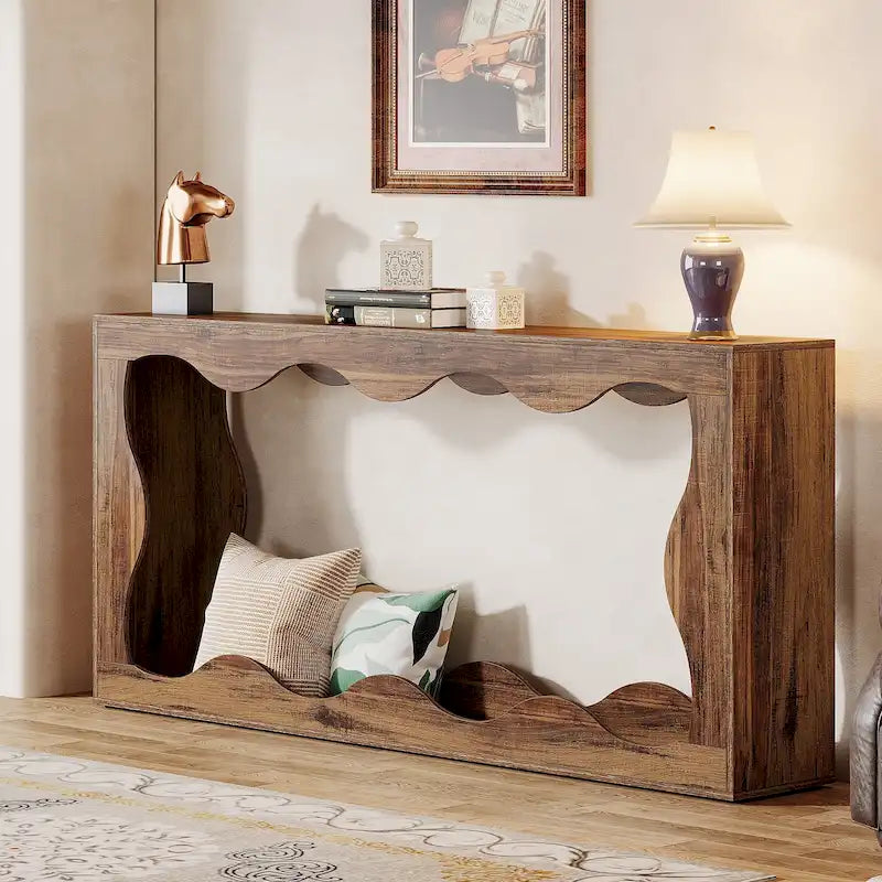 63-Inch Two-Tier Engineered Wood Console Table