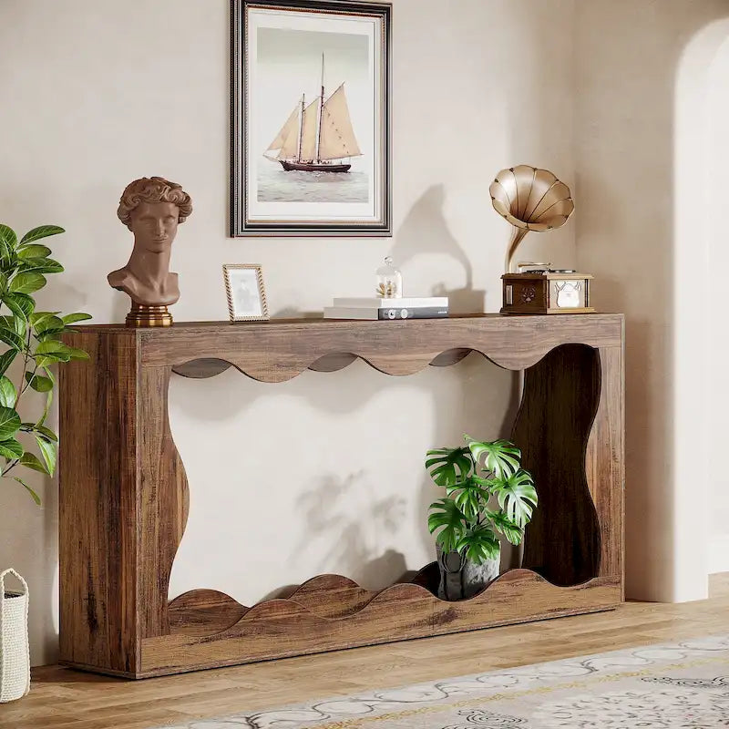 63-Inch Two-Tier Engineered Wood Console Table